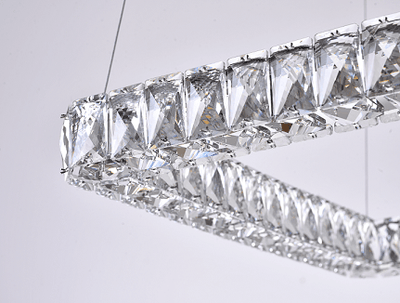 LED Chrome with Square Crystal Chandelier - LV LIGHTING