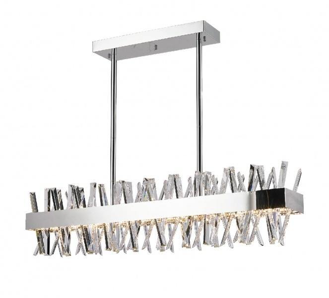 LED Chrome with Crystal Linear Chandelier - LV LIGHTING
