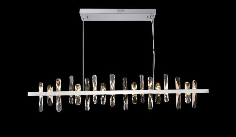 LED Steel with Crystal Linear Chandelier - LV LIGHTING