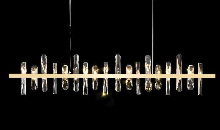 LED Steel with Crystal Linear Chandelier - LV LIGHTING