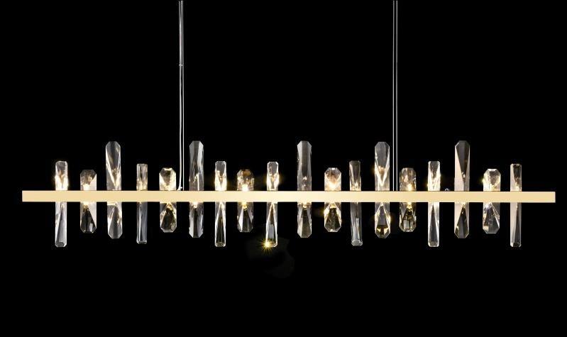 LED Steel with Crystal Linear Chandelier - LV LIGHTING