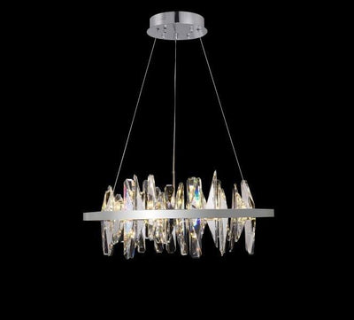 LED Steel Round Frame with Crystal Plaques Chandelier - LV LIGHTING