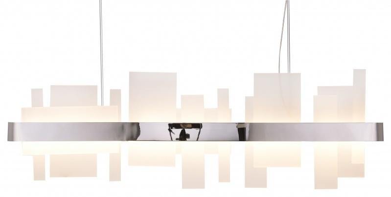 LED Chrome with Frosted Acrylic Block Linear Chandelier - LV LIGHTING