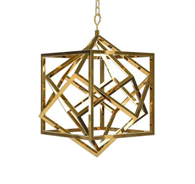 LED Gold Geometric Cube Chandelier - LV LIGHTING