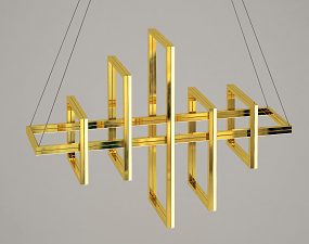 LED Gold Rectangular Linear Chandelier - LV LIGHTING