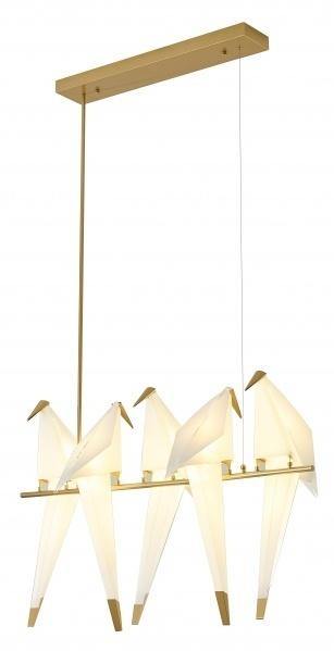LED Gold with White Bird Shade Linear Pendant - LV LIGHTING