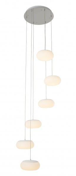 LED Chrome with White Round Shade Pendant - LV LIGHTING