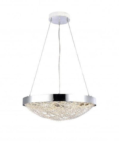 LED Round Steel Frame with Basket Clear Crystal Bead Chandelier - LV LIGHTING