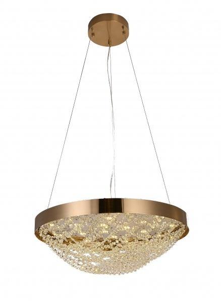 LED Round Steel Frame with Basket Clear Crystal Bead Chandelier - LV LIGHTING