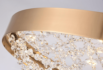 LED Steel Oval Frame with Basket Crystal Chandelier - LV LIGHTING