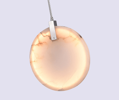 LED Steel with Round Spanish Marble Plaque Pendant - LV LIGHTING
