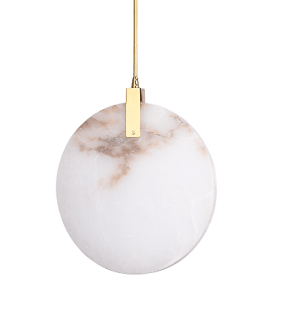 LED Steel with Round Spanish Marble Plaque Pendant - LV LIGHTING