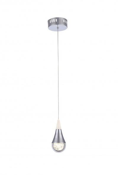 LED Chrome with Clear Glass and Crystal Single Pendant - LV LIGHTING