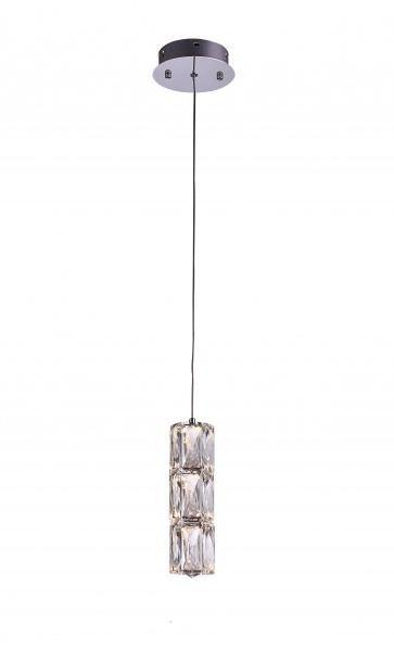 LED Chrome with Clear Crystal Single Light Pendant - LV LIGHTING