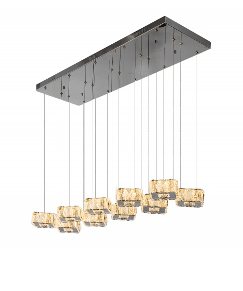 LED Chrome with Square Crystal Linear Pendant - LV LIGHTING