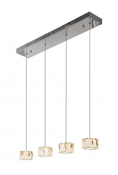 LED Chrome Frame with Multiple Round Clear Crystal Linear Pendant - LV LIGHTING