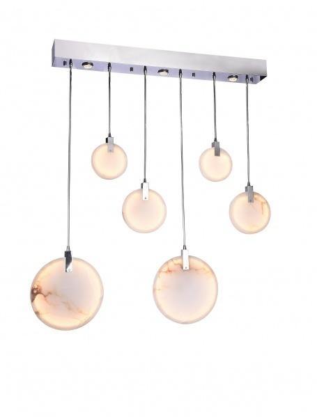 LED Steel with 6 Spanish Marble Linear Pendant - LV LIGHTING