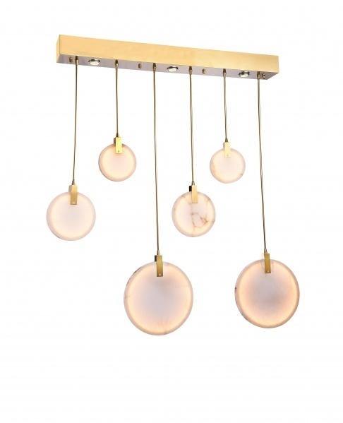 LED Steel with 6 Spanish Marble Linear Pendant - LV LIGHTING