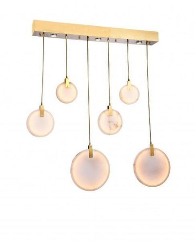 LED Steel with 6 Spanish Marble Linear Pendant - LV LIGHTING