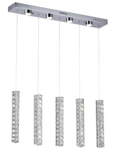 LED Chrome with Triple Sided Crystal Rod Linear Pendant - LV LIGHTING