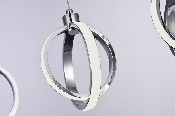 LED Chrome with White Acrylic Diffuser Orb Linear Pendant - LV LIGHTING