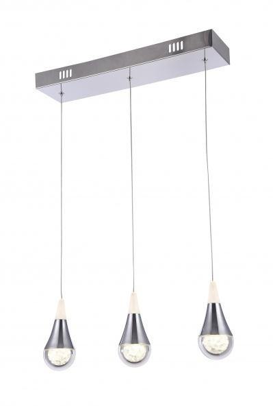 LED Chrome with Clear Glass and Crystal Linear Pendant - LV LIGHTING