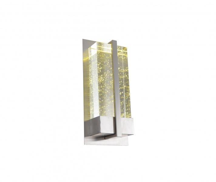 LED Brushed Nickel with Clear Bubble Crystal Block Wall Sconce - LV LIGHTING