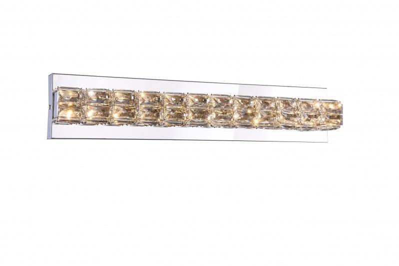 LED Chrome with Square Crystal Vanity Light - LV LIGHTING