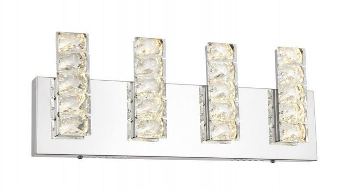 LED Chrome with Clear Crystal Plaques Vanity Light - LV LIGHTING