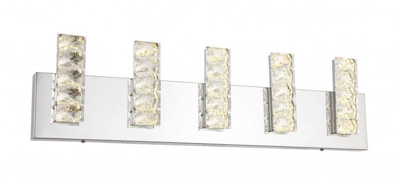 LED Chrome with Clear Crystal Plaques Vanity Light - LV LIGHTING
