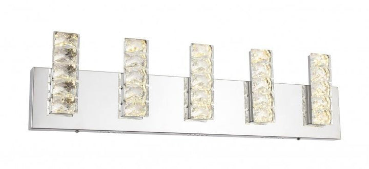 LED Chrome with Clear Crystal Plaques Vanity Light - LV LIGHTING