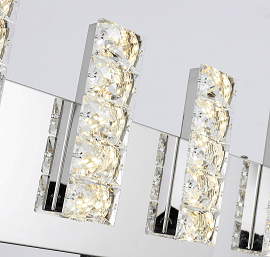 LED Chrome with Clear Crystal Plaques Vanity Light - LV LIGHTING