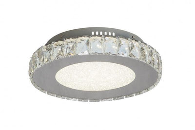 LED Chrome with Round Clear Crystal and Beaded Sand Glass Flush Mount - LV LIGHTING