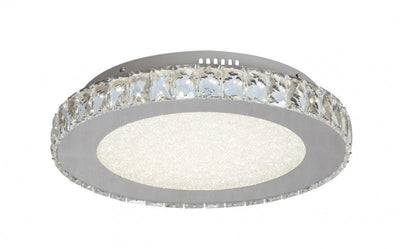 LED Chrome with Round Clear Crystal and Beaded Sand Glass Flush Mount - LV LIGHTING