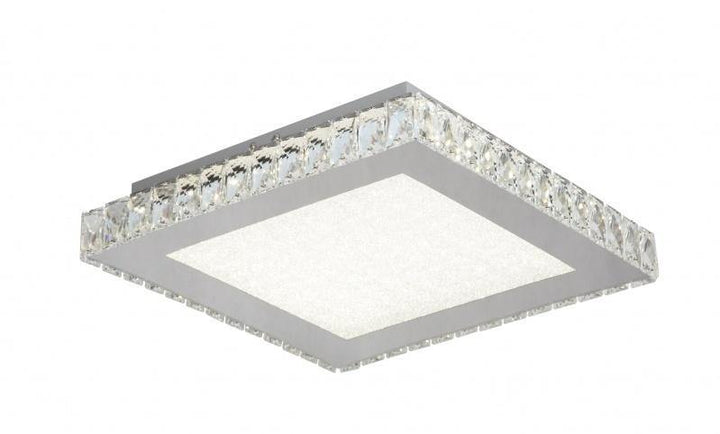 LED Square Clear Crystal with Beaded Sand Glass Flush Mount - LV LIGHTING