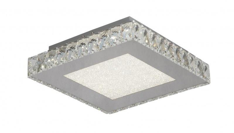 LED Square Clear Crystal with Beaded Sand Glass Flush Mount - LV LIGHTING