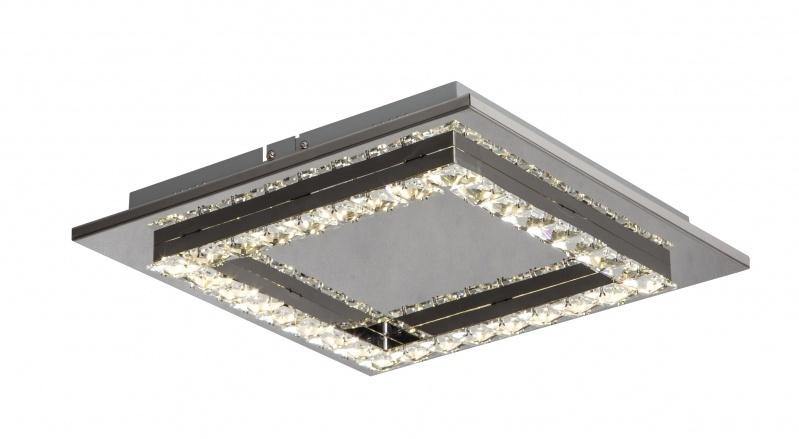 LED Chrome with Square Clear Crystal Flush Mount - LV LIGHTING