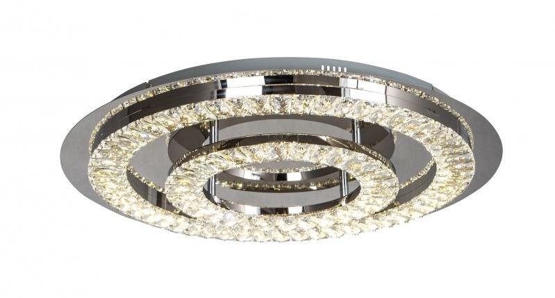 LED Chrome with Double Clear Crystal Halo Ring Flush Mount - LV LIGHTING