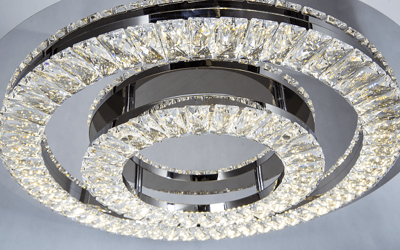 LED Chrome with Double Clear Crystal Halo Ring Flush Mount - LV LIGHTING