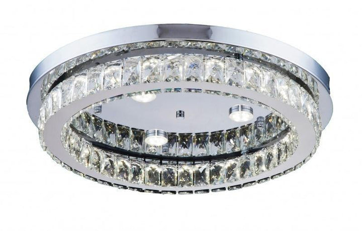 LED Chrome with Clear Crystal Halo Ring Flush Moung - LV LIGHTING