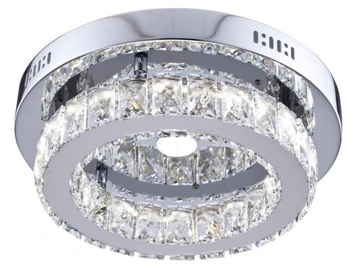 LED Chrome with Clear Crystal Halo Ring Flush Moung - LV LIGHTING