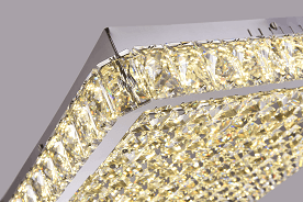 LED Chrome with Square Clear Crystal Beaded Frame Flush Mount - LV LIGHTING