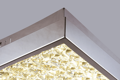 LED Chrome with Clear Crystal Boxed Flush Mount - LV LIGHTING