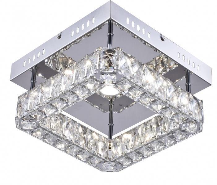 LED Chrome with Square Triple Sided Clear Crystal Flush Mount - LV LIGHTING