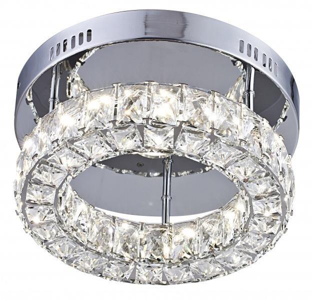 LED Chrome with Triple Sided Crystal Halo Ring Flush Mount - LV LIGHTING