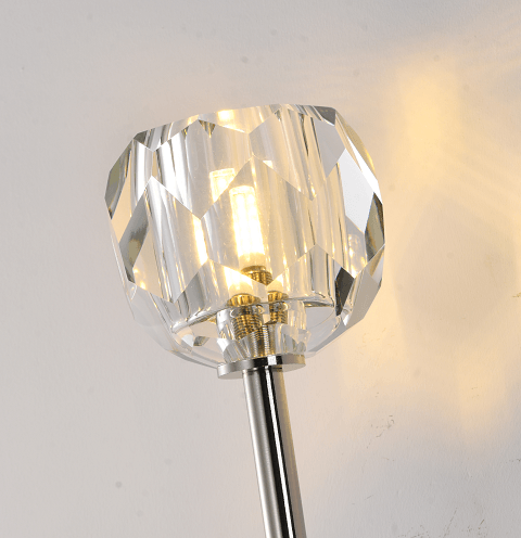 Polished Nickel with Clear Crystal Shade Wall Sconce - LV LIGHTING