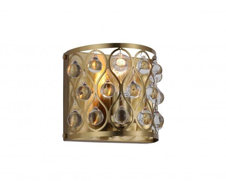Gold Frame with Clear Crystal Wall Sconce - LV LIGHTING