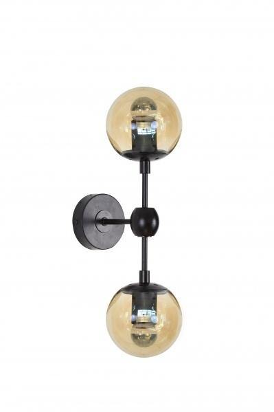 Black with Double Amber Glass Shade Wall Sconce - LV LIGHTING
