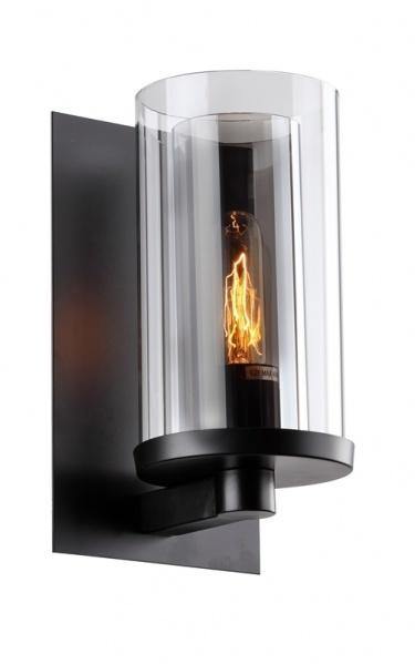 Black with Clear Cylindrical Glass Shade Wall Sconce - LV LIGHTING