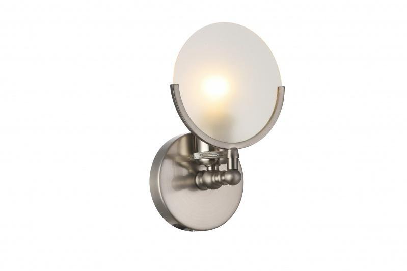 Steel with Round Frosted Glass Shade Wall Sconce - LV LIGHTING